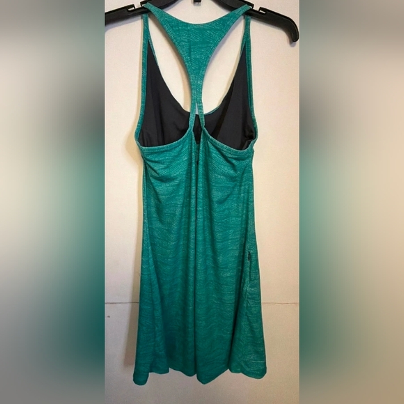 Prana Teal Wave-Print Racerback Blue Green Dress - Picture 3 of 8